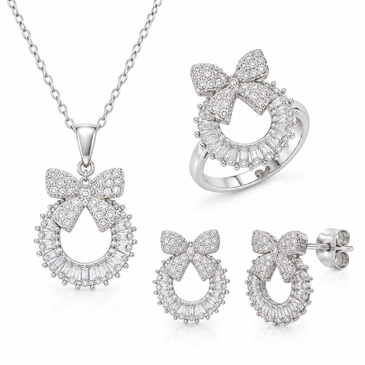 Crystal Bow Wreath Set