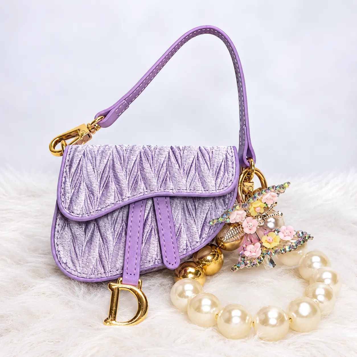 Lavender Velvet Mini Saddle Bag