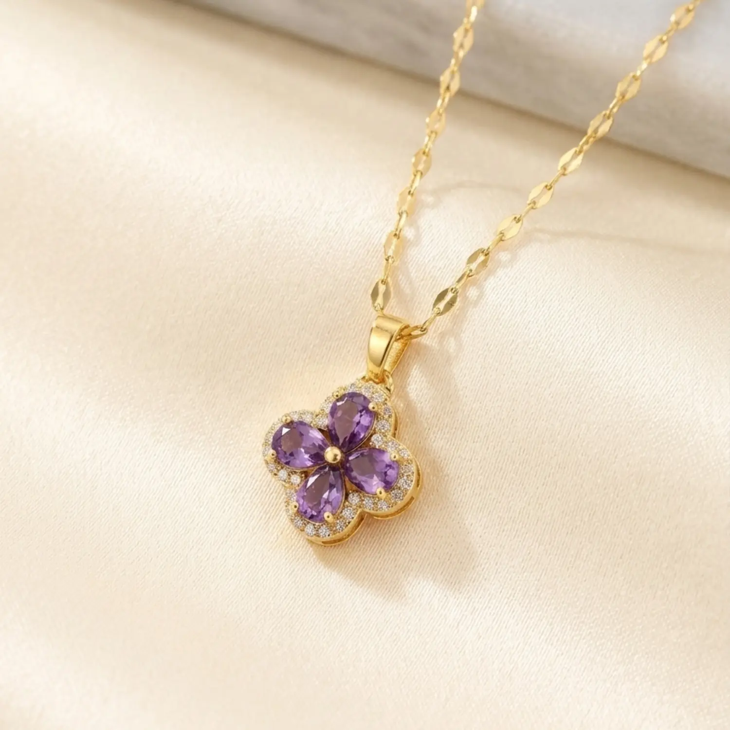 Amethyst Clover Necklace