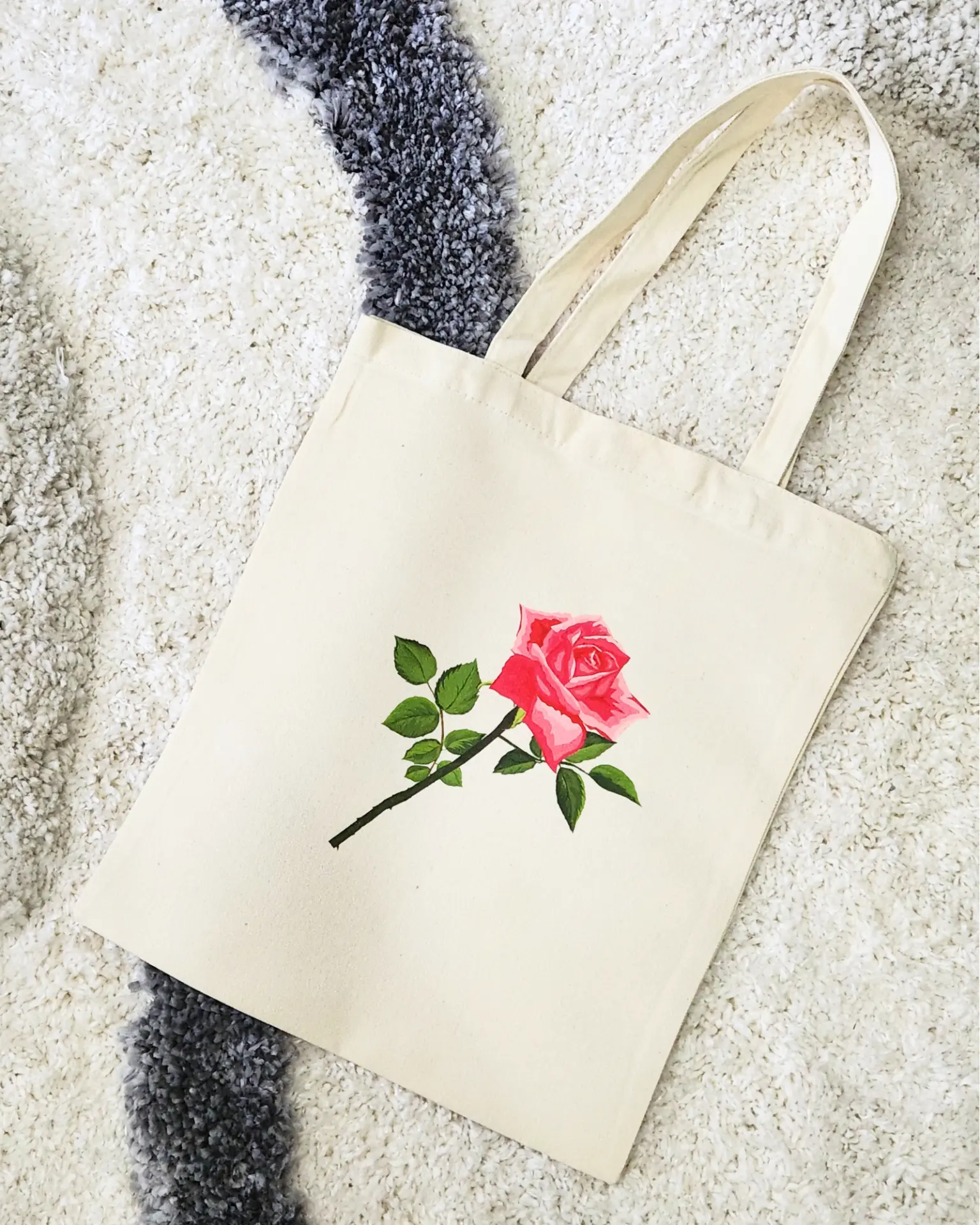 Single Rose Canvas Tote