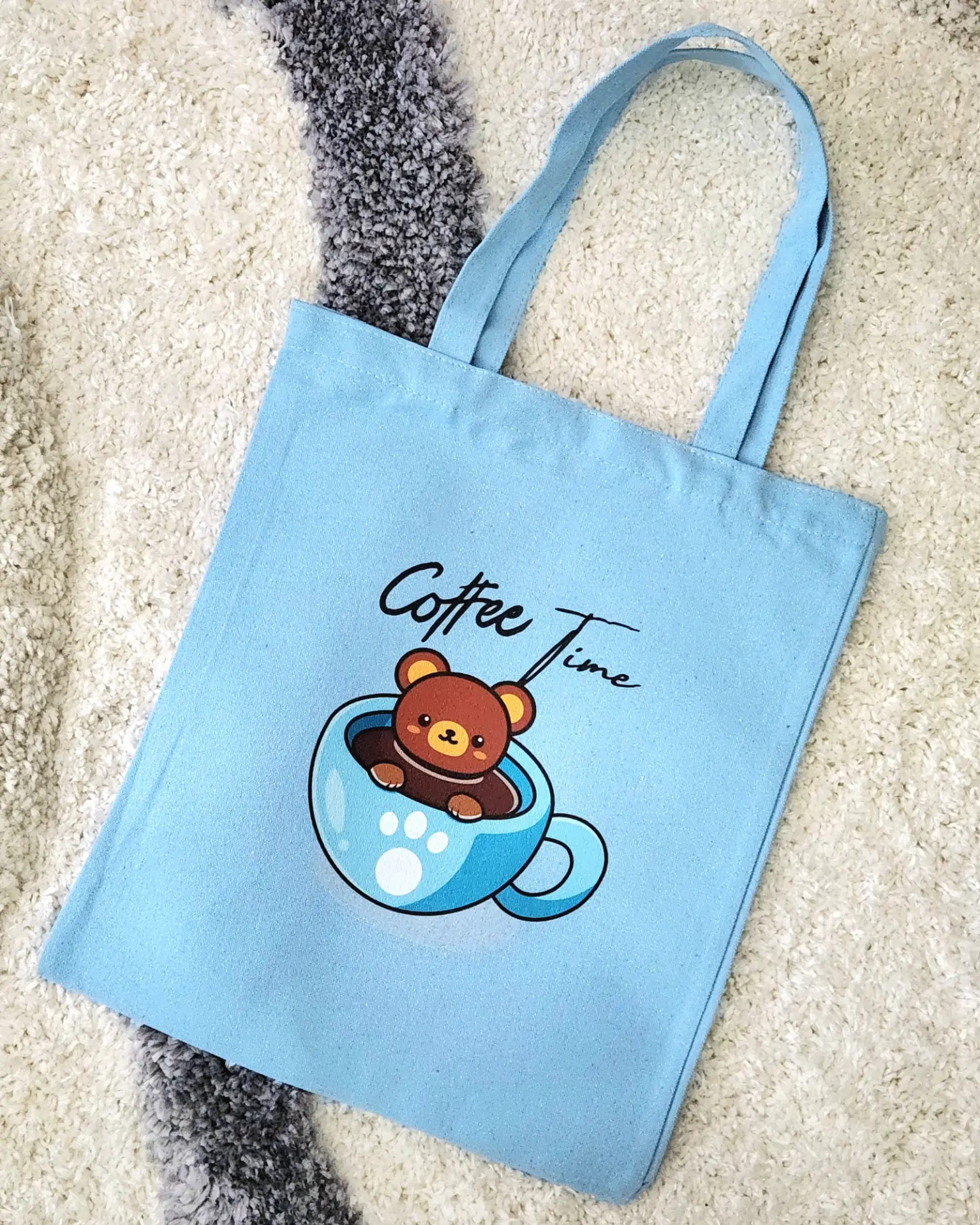 Coffee Time Bear Canvas Tote view 2