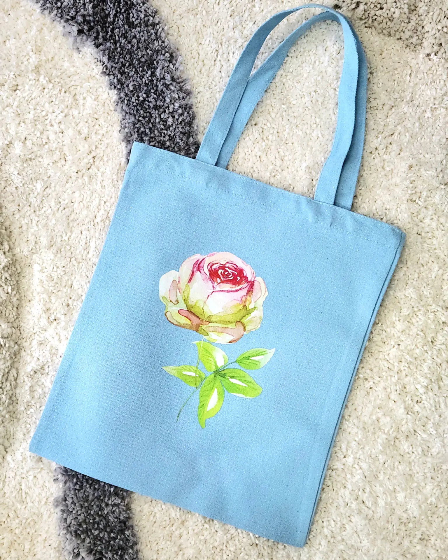 Watercolour Rose Canvas Tote view 2