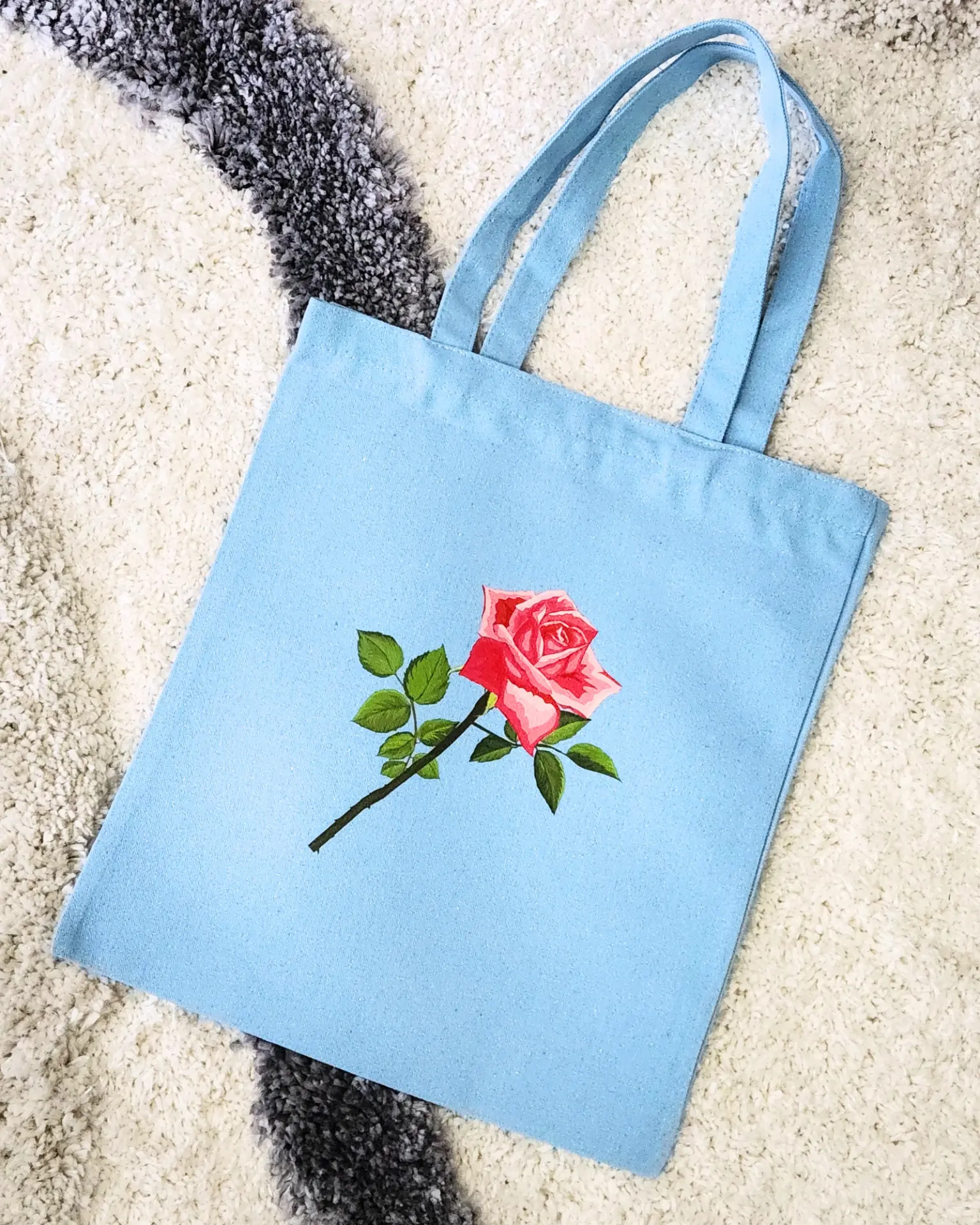 Single Rose Canvas Tote view 2