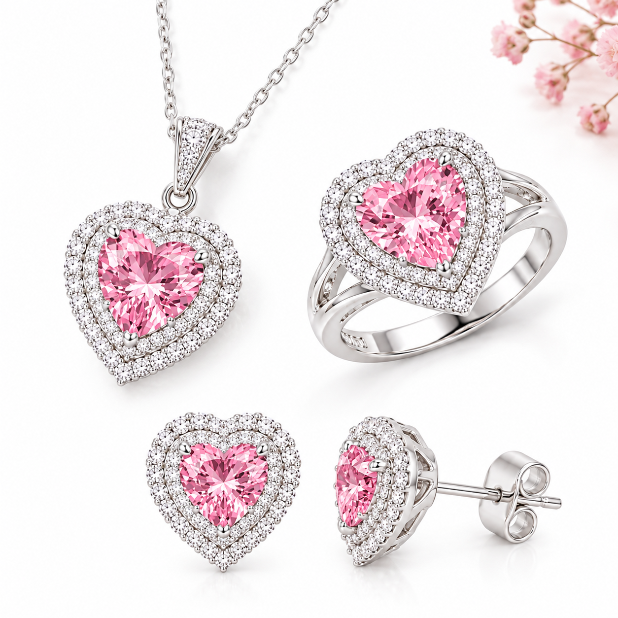Pink Heart Halo Set