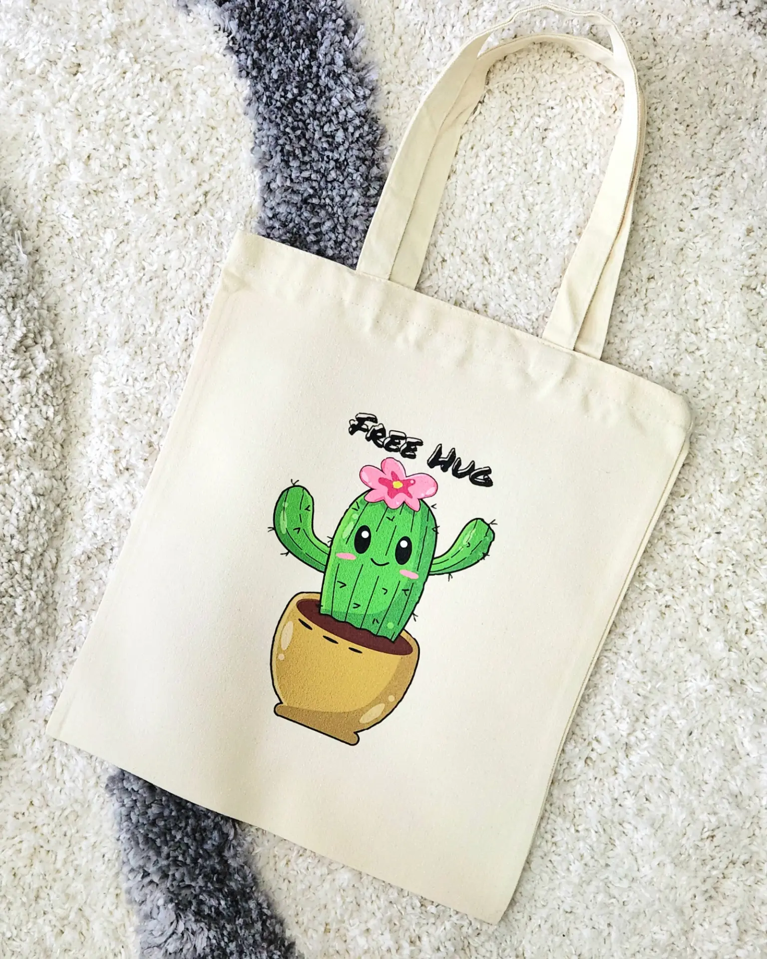Free Hug Cactus Canvas Tote