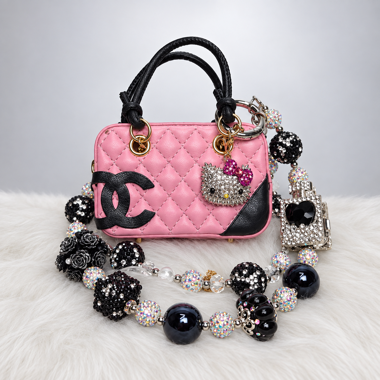 Rose Quilted Mini Bag Charm