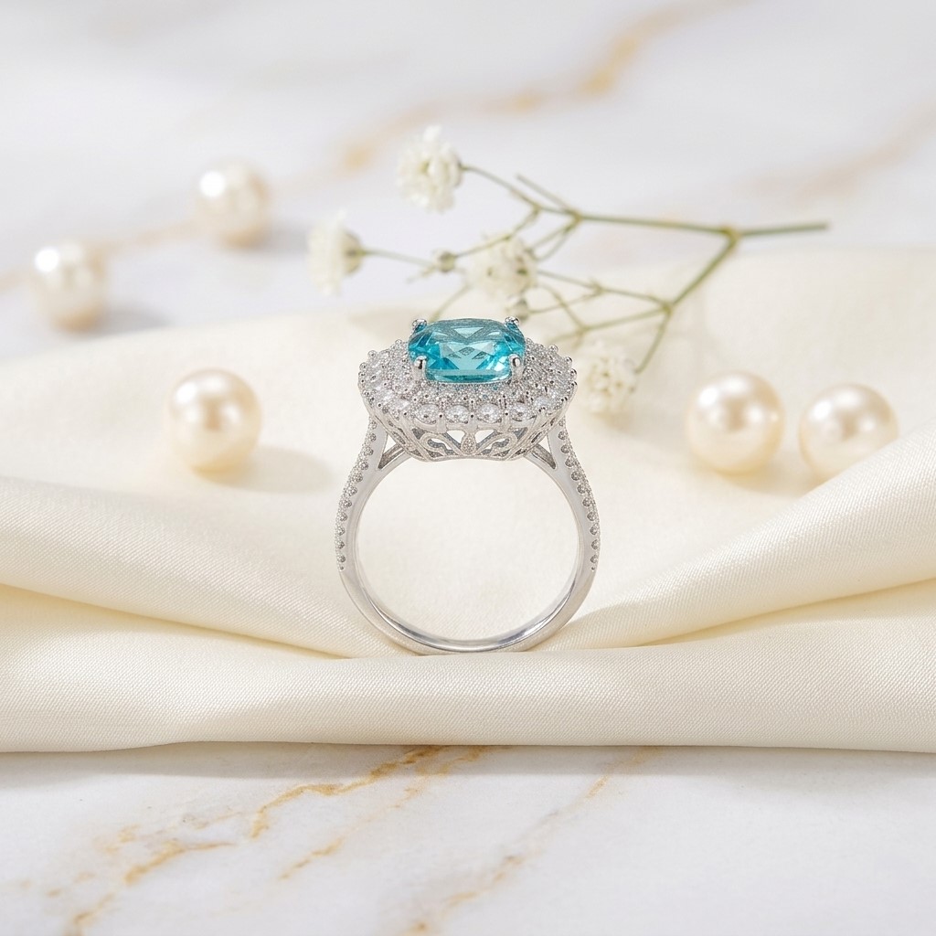Aqua Halo Ring