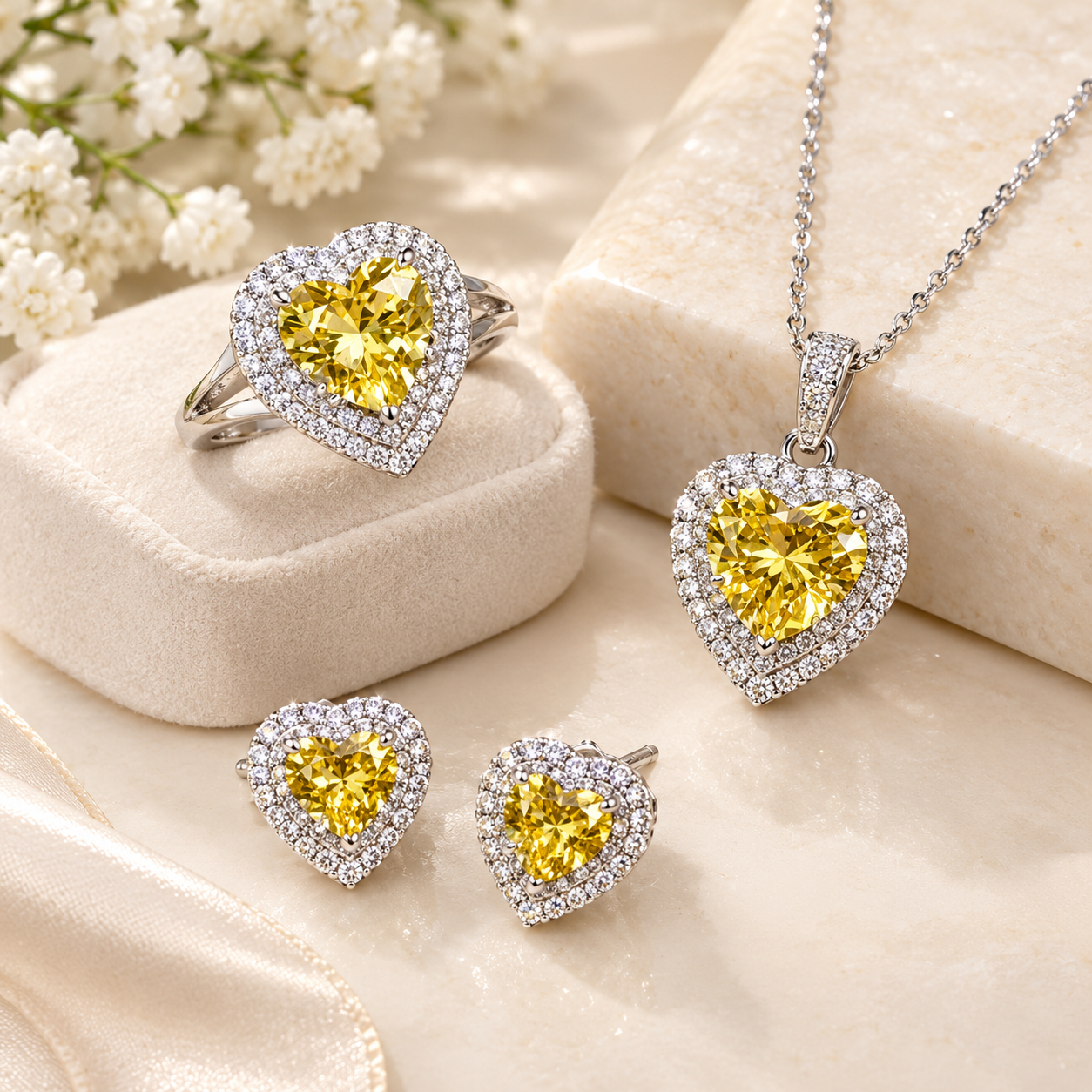 Yellow Heart Halo Set view 2