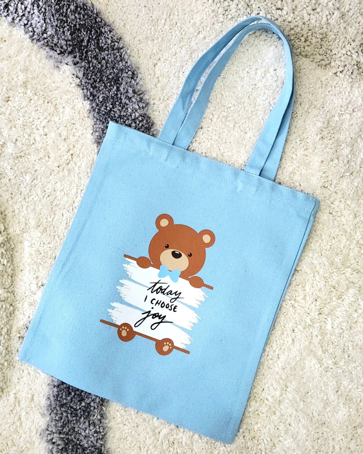 Joyful Bear Canvas Tote view 2