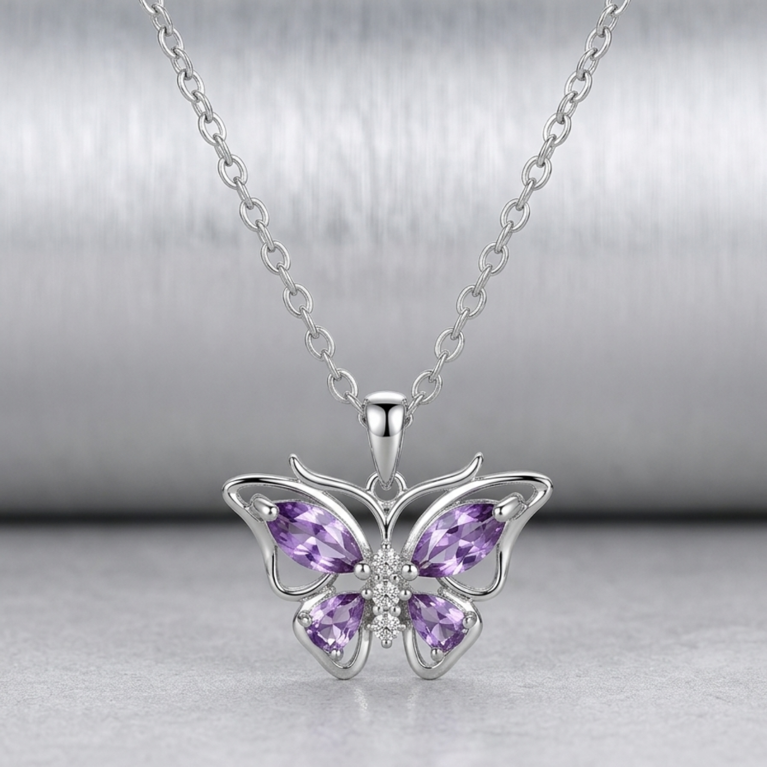 Amethyst Butterfly Necklace